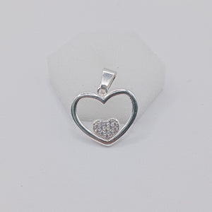 DIJE CORAZON C/CIRCONIAS PLATA .925 2.5 GR (NUEVO)