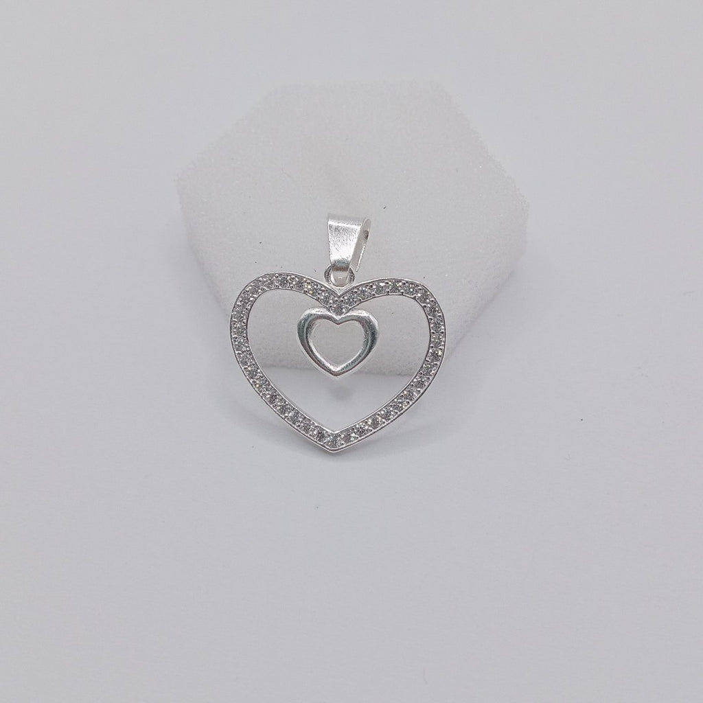 DIJE CORAZON C/CIRCONIAS PLATA .925 2.7 GR (NUEVO)