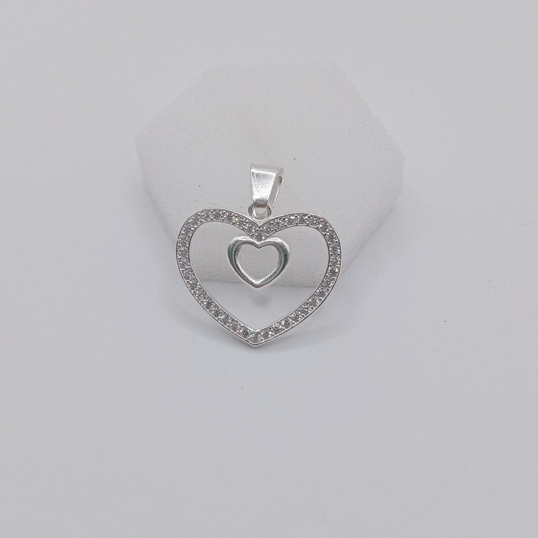 DIJE CORAZON C/CIRCONIAS PLATA .925 2.7 GR (NUEVO)
