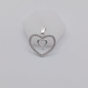 DIJE CORAZON C/CIRCONIAS PLATA .925 2.7 GR (NUEVO)