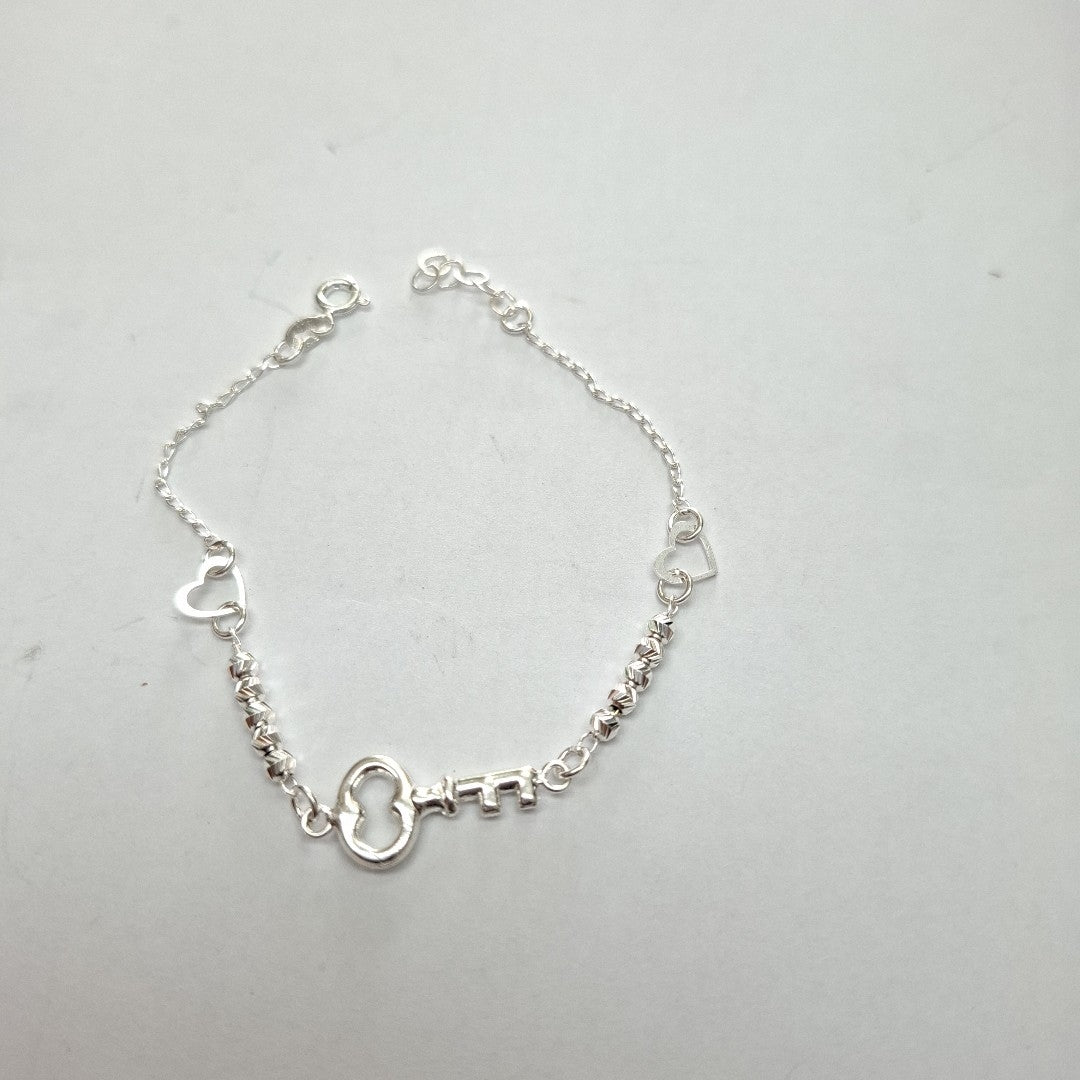 PULSERA TEJIDO LLAVE PLATA .925 18 CM 2.3 GR (NUEVO)