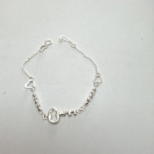 PULSERA TEJIDO LLAVE PLATA .925 18 CM 2.3 GR (NUEVO)