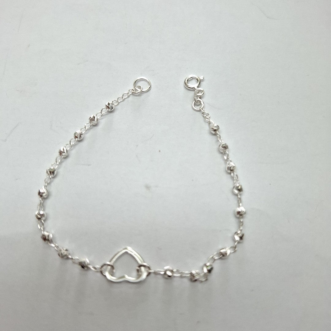 PULSERA TEJIDO CORAZON PLATA .925 18 CM 2 GR (NUEVO)