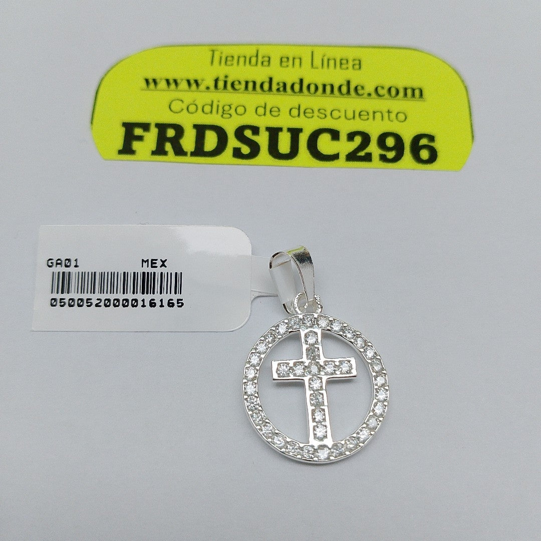 DIJE CRUZ C/CIRCONIAS PLATA .925 2.4 GR (NUEVO)