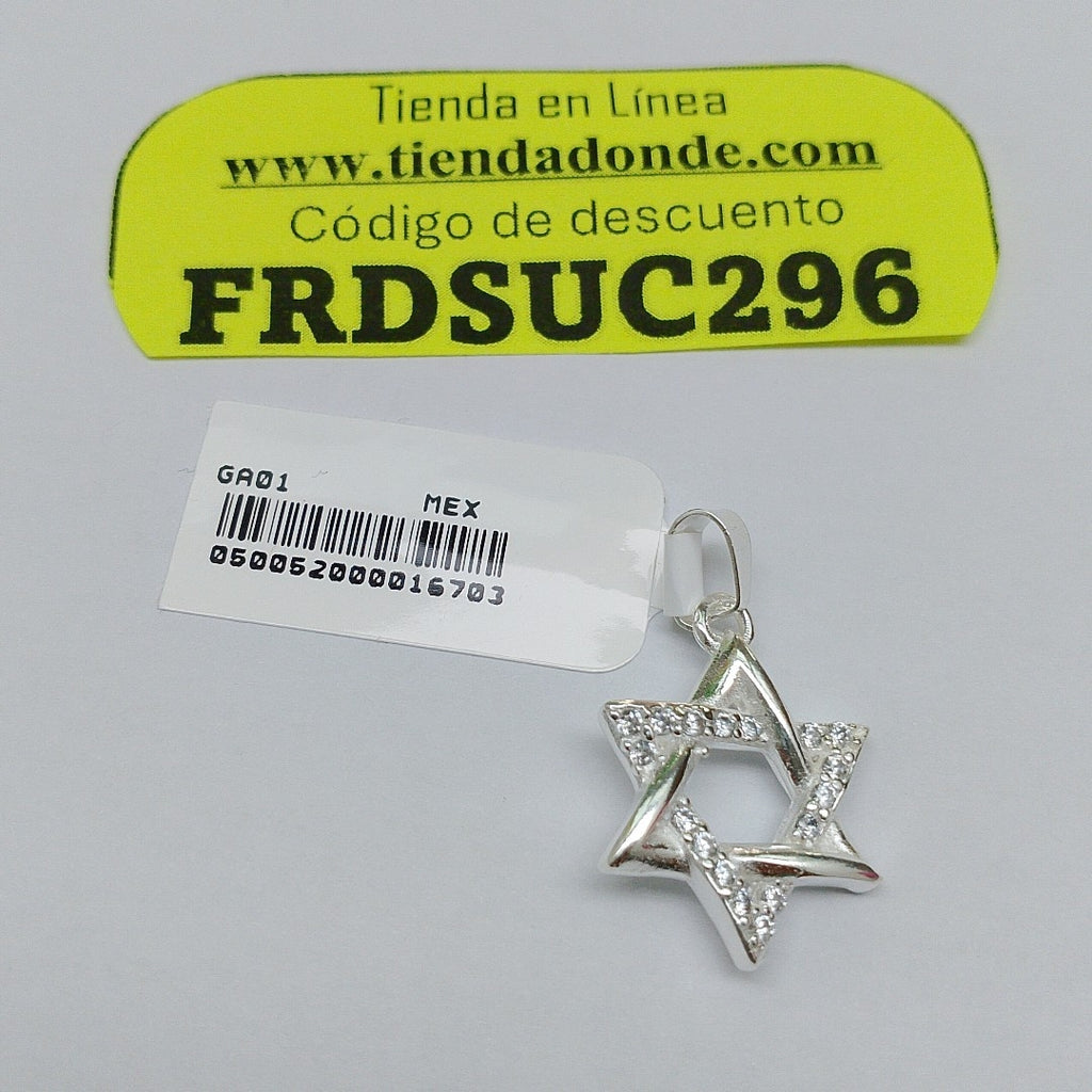 DIJE ESTRELLA DE DAVID C/CIRCONIAS PLATA .925 2.6 GR (NUEVO)