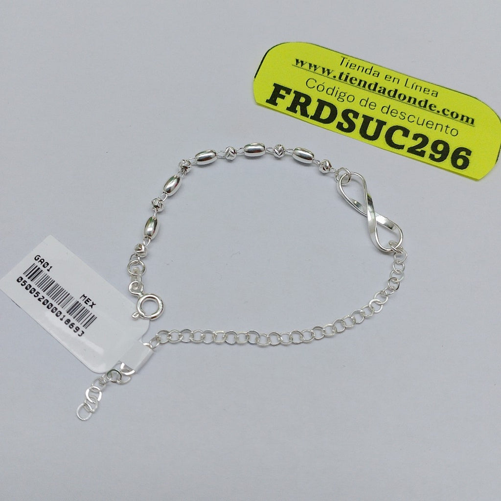 PULSERA TEJIDO INFINITO PLATA .925 18 CM 2.4 GR (NUEVO)