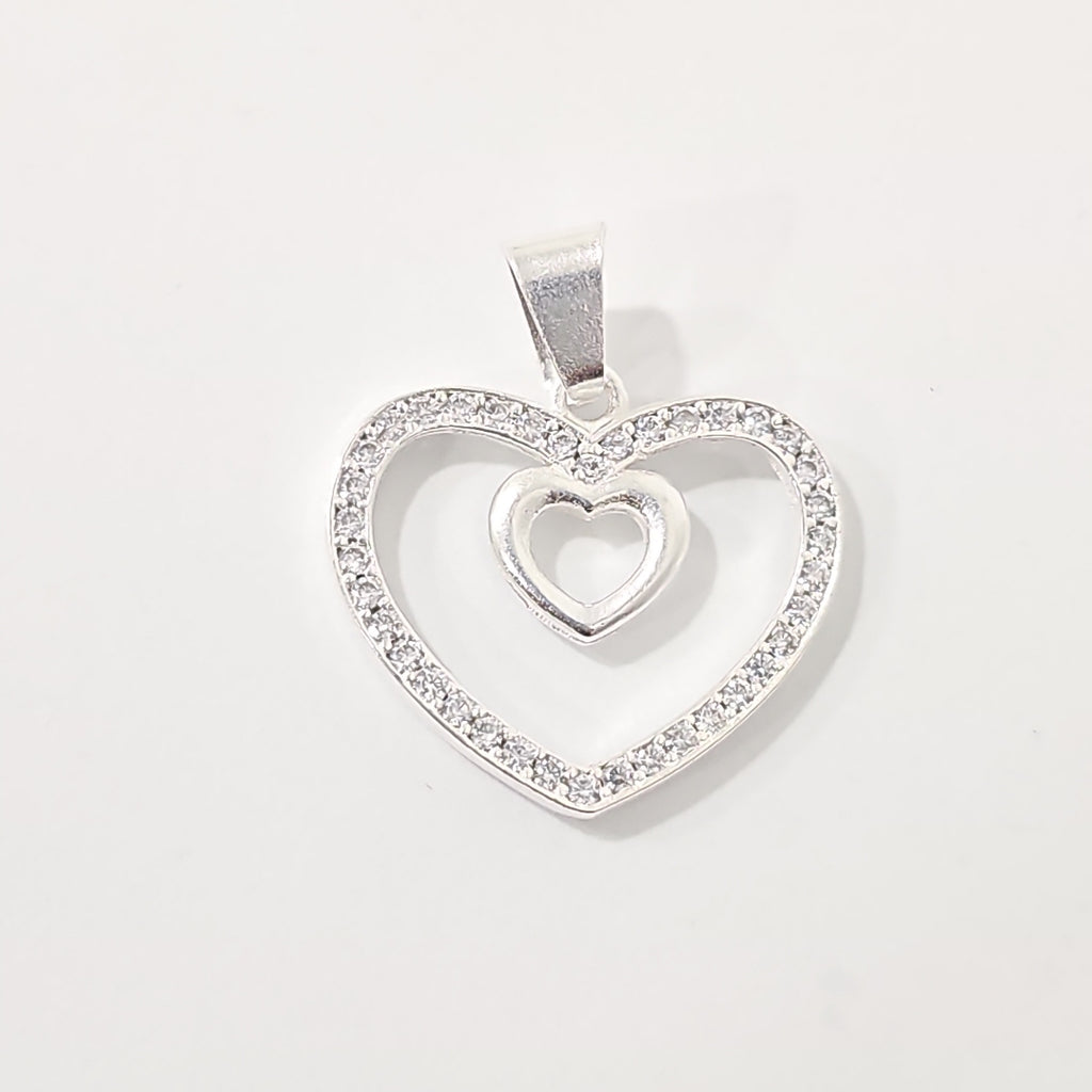 DIJE CORAZON C/CIRCONIAS PLATA .925 2.7 GR (NUEVO)