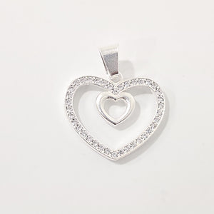 DIJE CORAZON C/CIRCONIAS PLATA .925 2.7 GR (NUEVO)