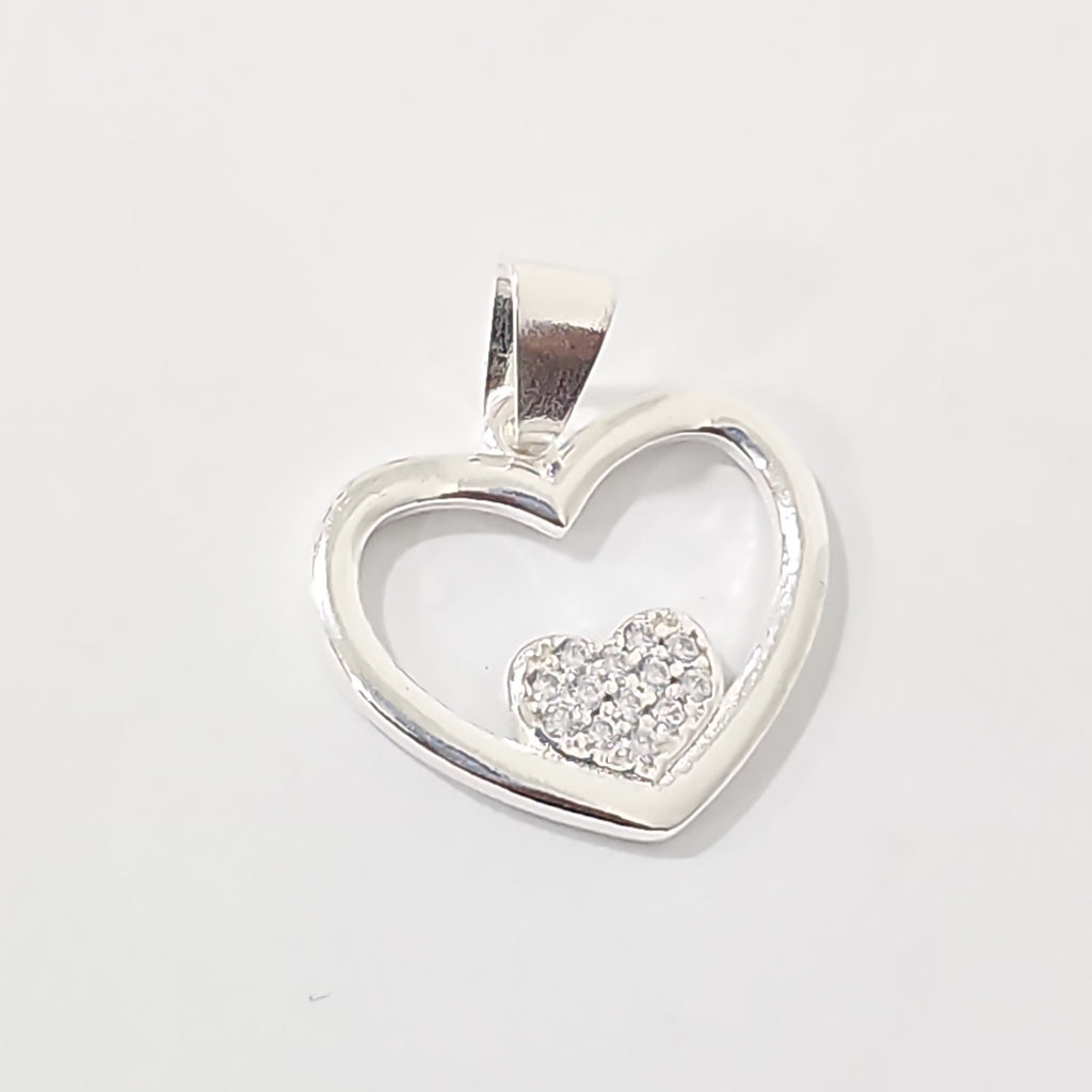 DIJE CORAZON C/CIRCONIAS PLATA .925 2.5 GR (NUEVO)