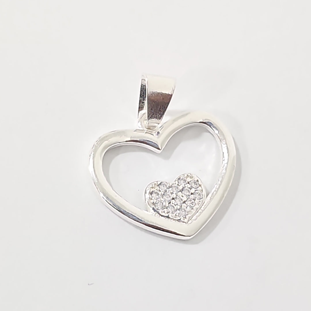 DIJE CORAZON C/CIRCONIAS PLATA .925 2.5 GR (NUEVO)