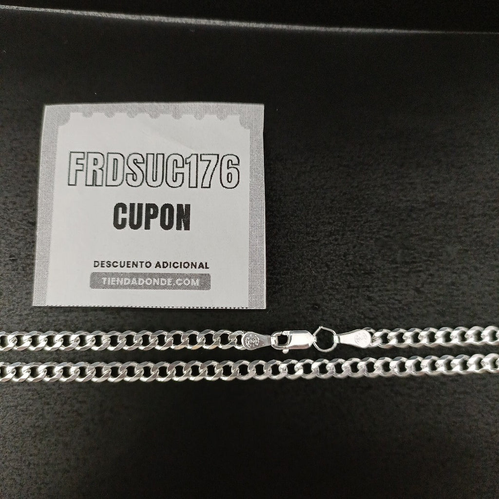 CADENA TEJIDO BARBADO PLATA .925 60 CM 14 GR (NUEVO)