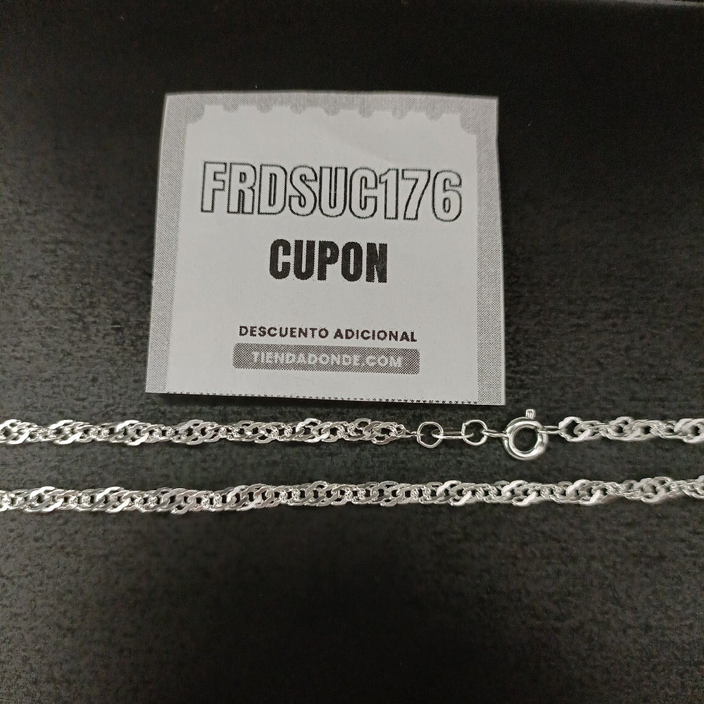 CADENA TEJIDO MEDIO TORZAL PLATA .925 55 CM 5.8 GR (NUEVO)