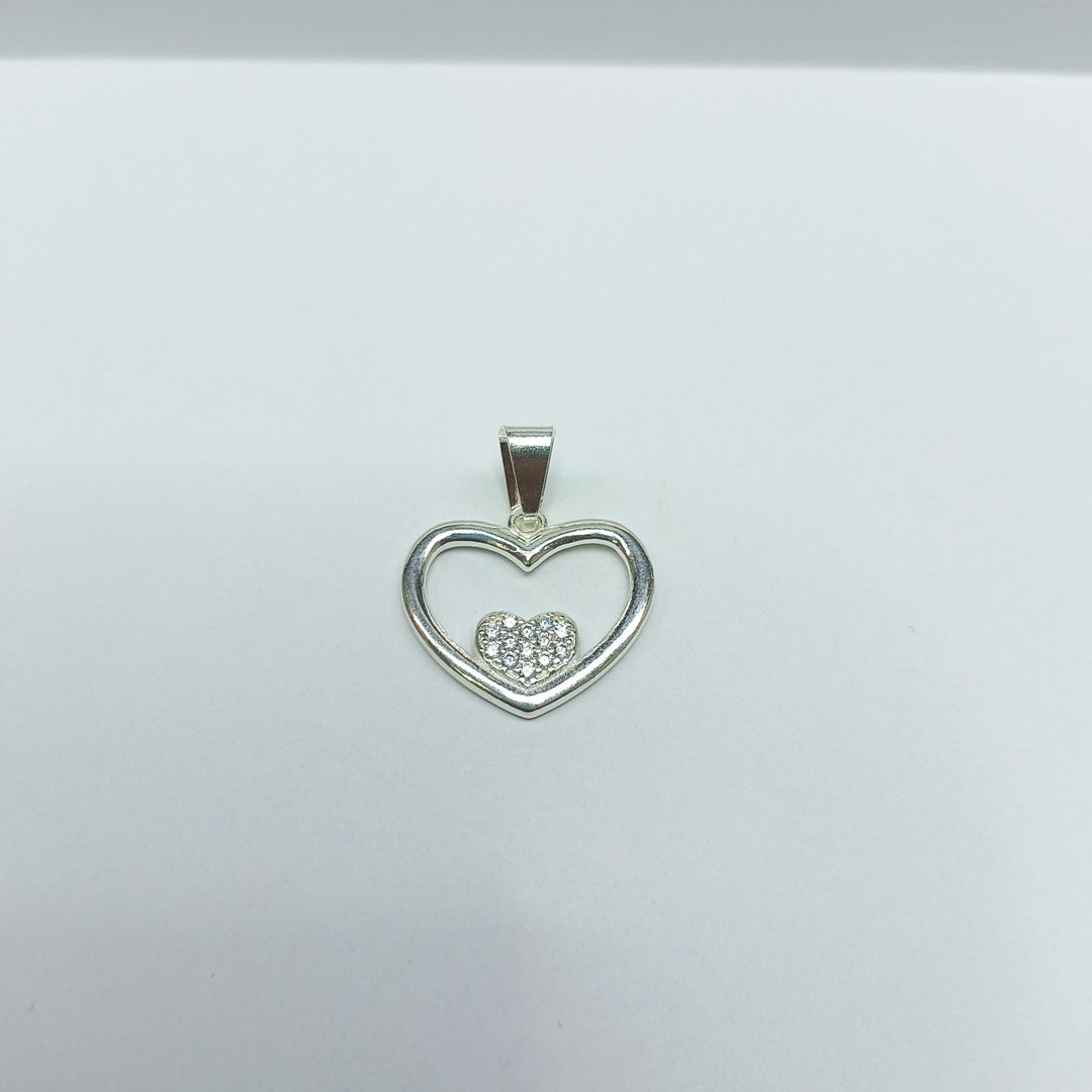 DIJE CORAZON C/CIRCONIAS PLATA .925 2.5 GR (NUEVO)