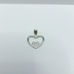 DIJE CORAZON C/CIRCONIAS PLATA .925 2.5 GR (NUEVO)