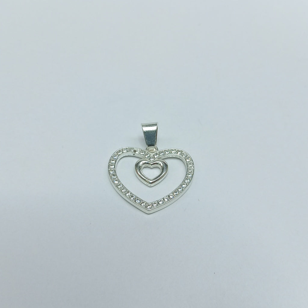 DIJE CORAZON C/CIRCONIAS PLATA .925 2.7 GR (NUEVO)