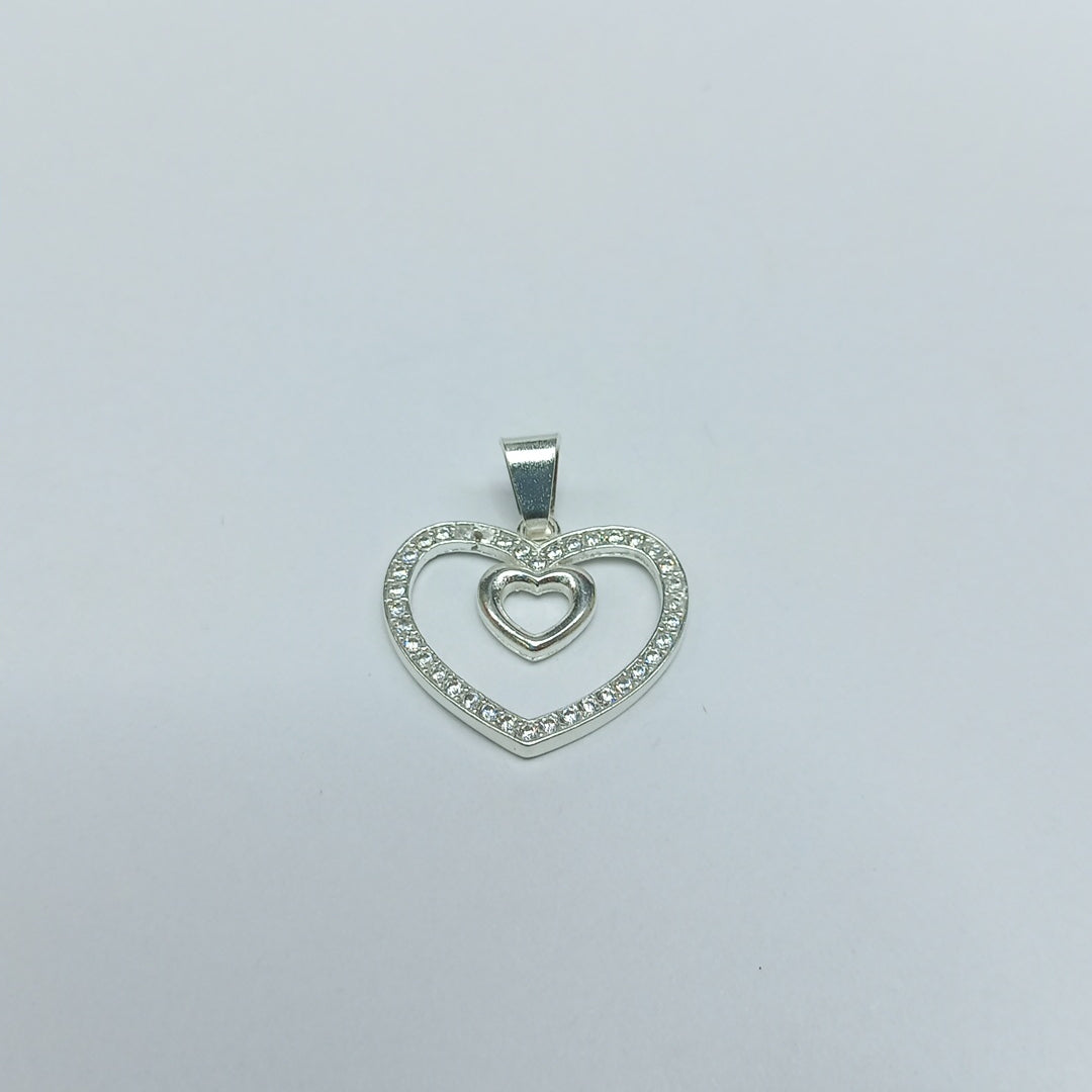 DIJE CORAZON C/CIRCONIAS PLATA .925 2.7 GR (NUEVO)