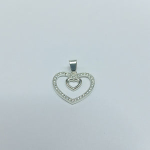 DIJE CORAZON C/CIRCONIAS PLATA .925 2.7 GR (NUEVO)