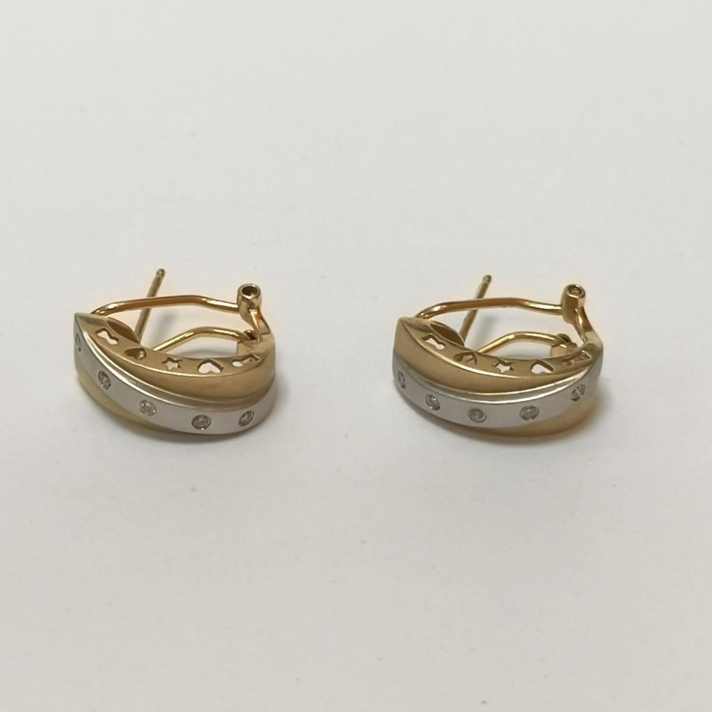 ARETES PAR ORO COMBINADO 14 K 7,40 GRMS (SEMINUEVO)