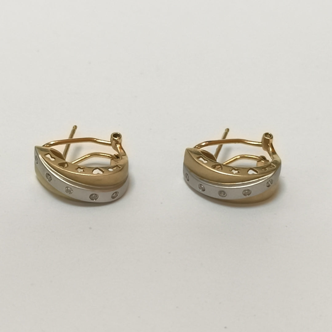 ARETES PAR ORO COMBINADO 14 K 7,40 GRMS (SEMINUEVO)