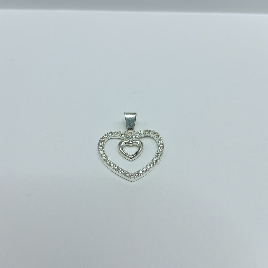 DIJE CORAZON C/CIRCONIAS PLATA .925 2.7 GR (NUEVO)