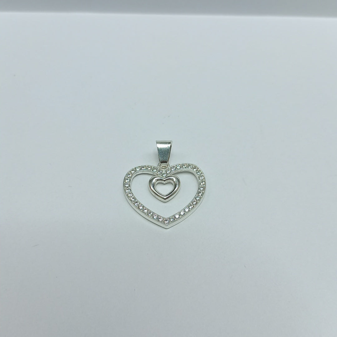 DIJE CORAZON C/CIRCONIAS PLATA .925 2.7 GR (NUEVO)
