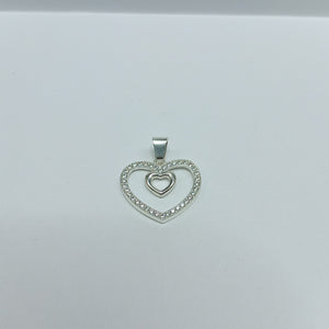 DIJE CORAZON C/CIRCONIAS PLATA .925 2.7 GR (NUEVO)