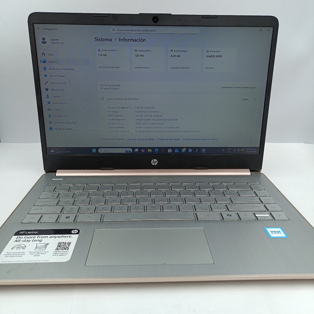 LAPTOP HP 14-DQ6015DX (2025) 128 GB SSD 4 GB RAM