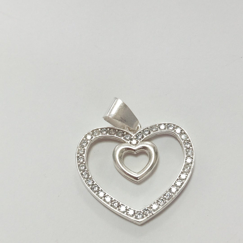DIJE CORAZON C/CIRCONIAS PLATA .925 2.7 GR (NUEVO)