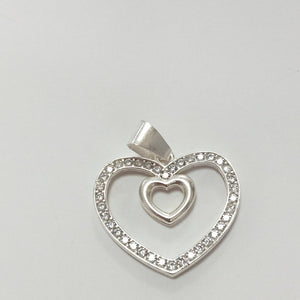 DIJE CORAZON C/CIRCONIAS PLATA .925 2.7 GR (NUEVO)