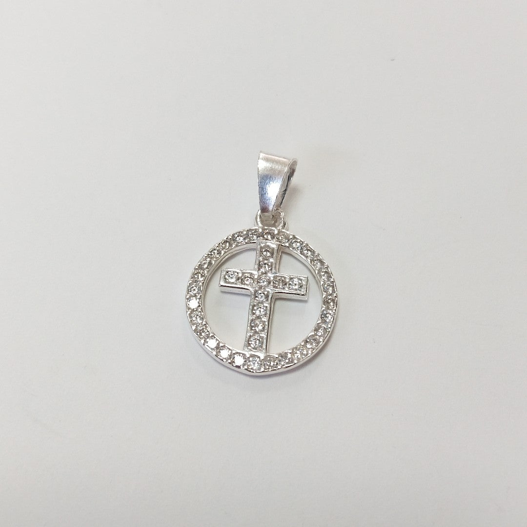 DIJE CRUZ C/CIRCONIAS PLATA .925 2.4 GR (NUEVO)