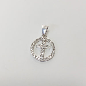 DIJE CRUZ C/CIRCONIAS PLATA .925 2.4 GR (NUEVO)