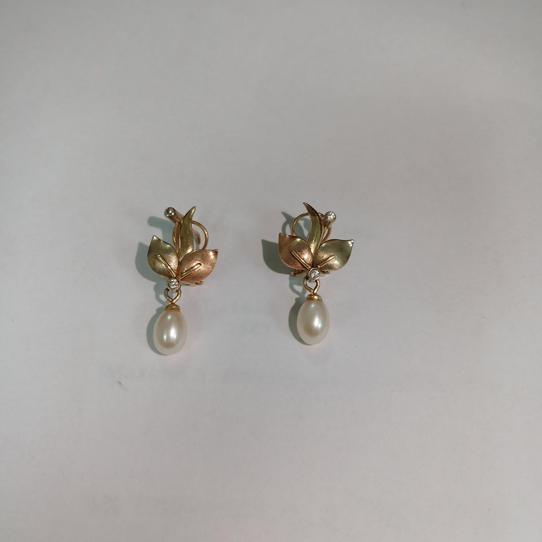ARETES PAR ORO, ORO COMBINADO 14 K 4.9 GRMS (SEMINUEVO)