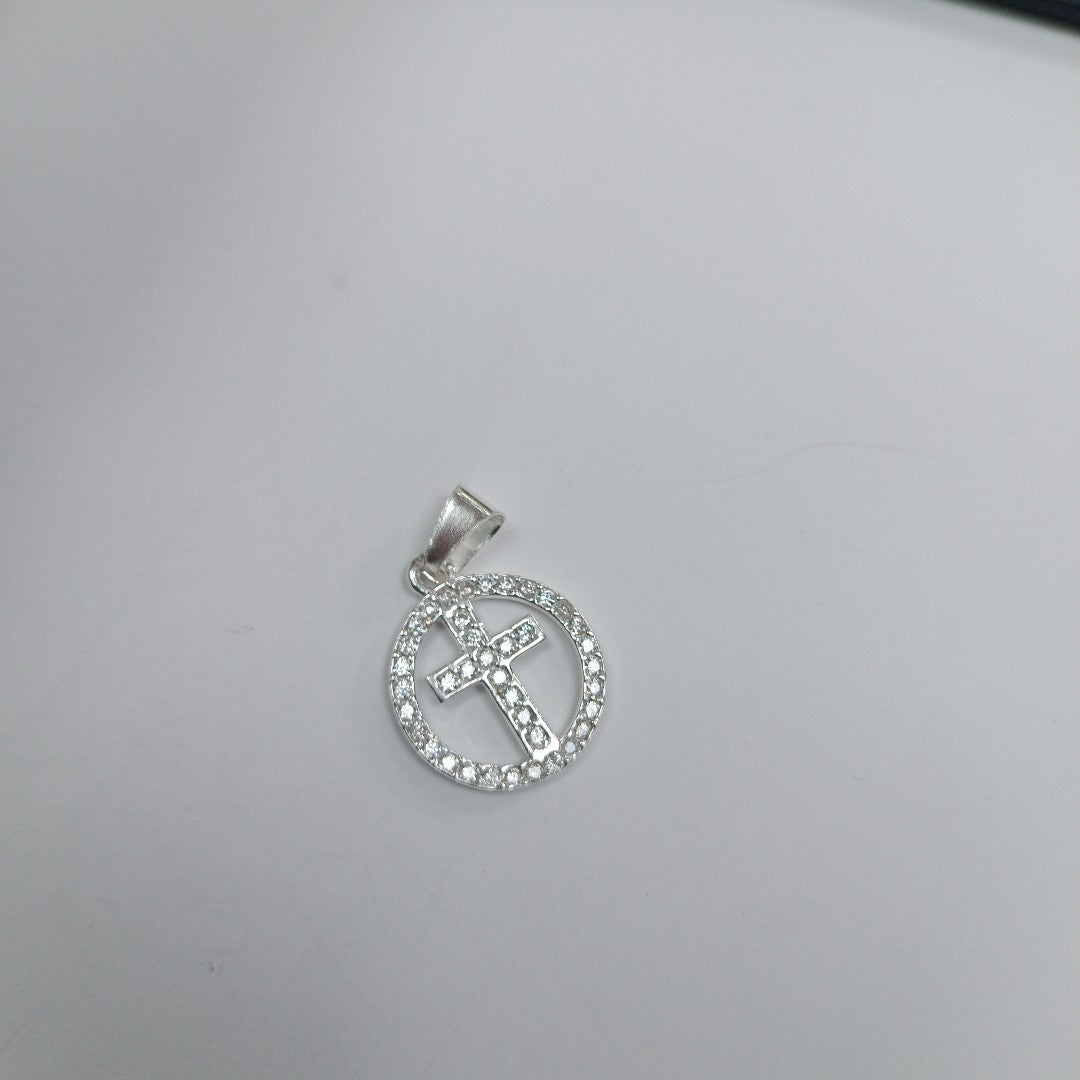 DIJE CRUZ C/CIRCONIAS PLATA .925 2.5 GR (NUEVO)