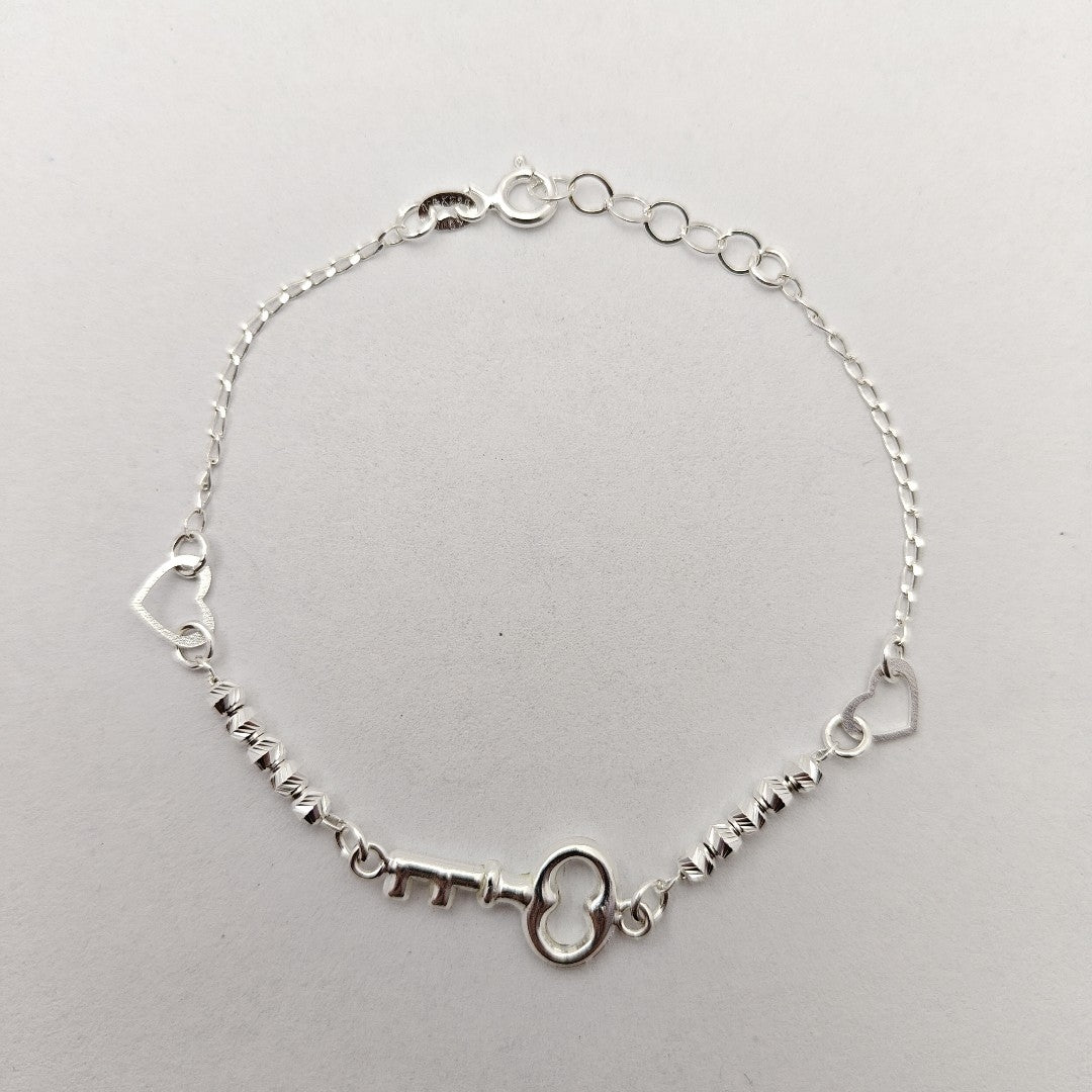 PULSERA TEJIDO LLAVE PLATA .925 18 CM 2.3 GR (NUEVO)