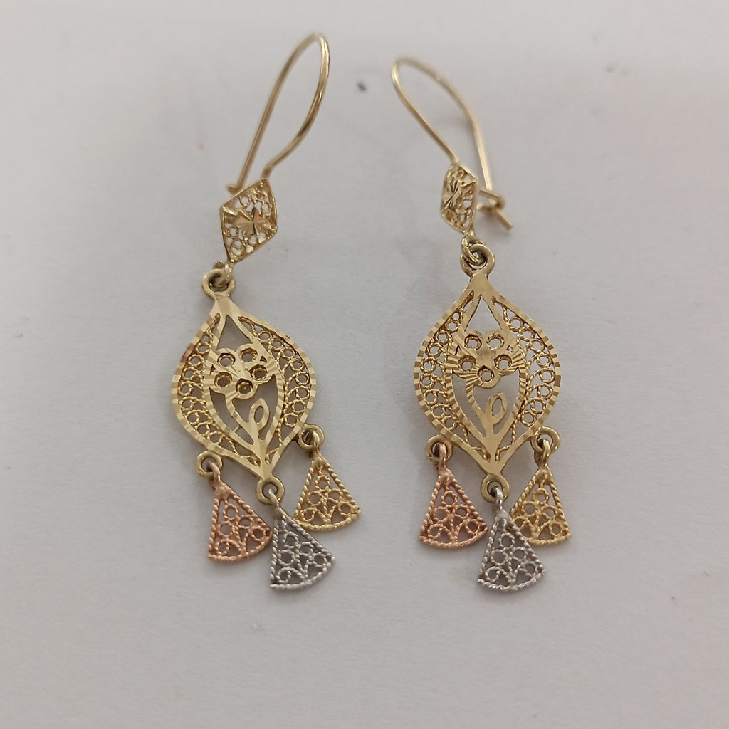 ARETES PAR ORO COMBINADO 14 K 3,50 GRMS (SEMINUEVO)