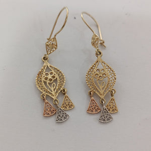 ARETES PAR ORO COMBINADO 14 K 3,50 GRMS (SEMINUEVO)