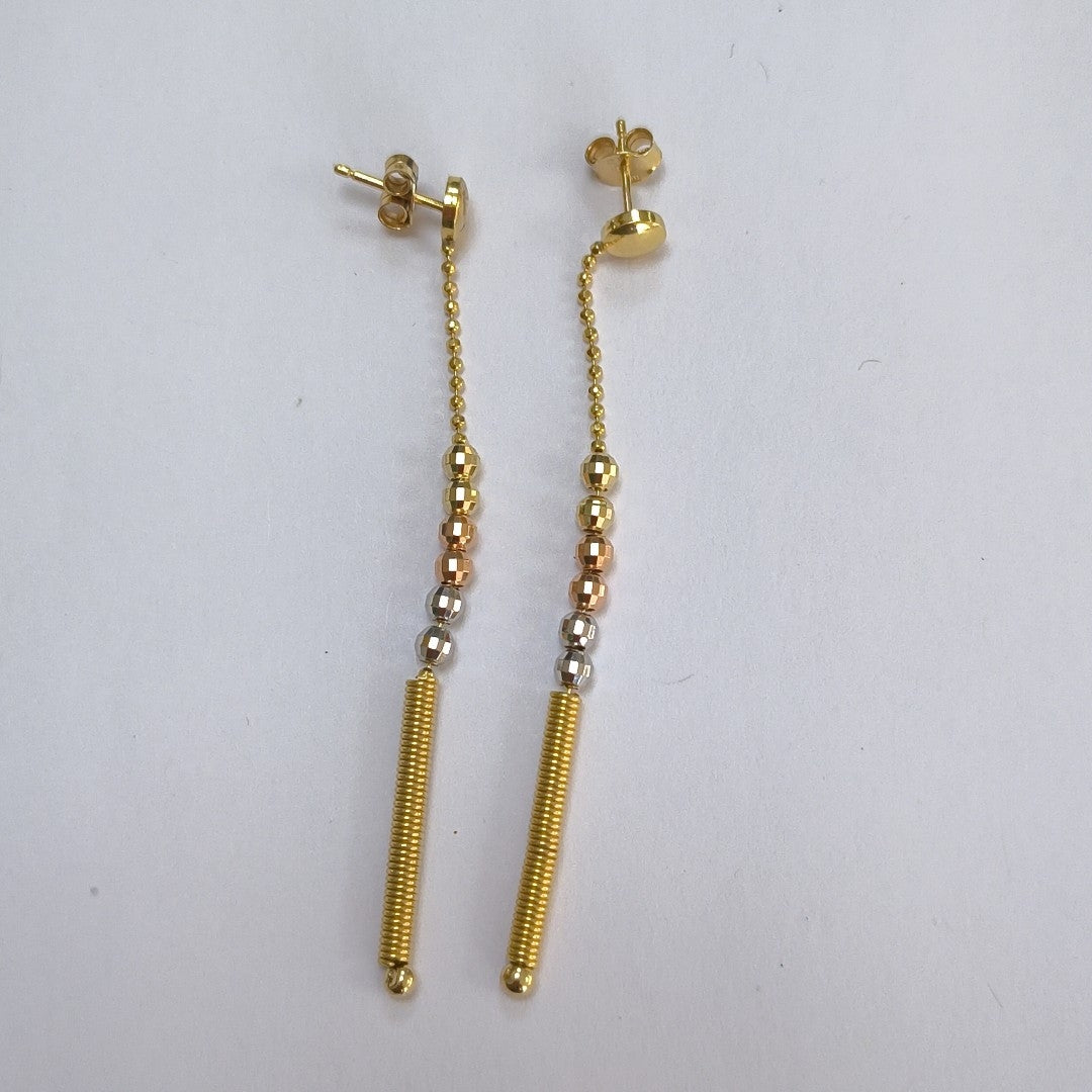 ARETES PAR ORO COMBINADO 14 K 3,80 GRMS (SEMINUEVO)