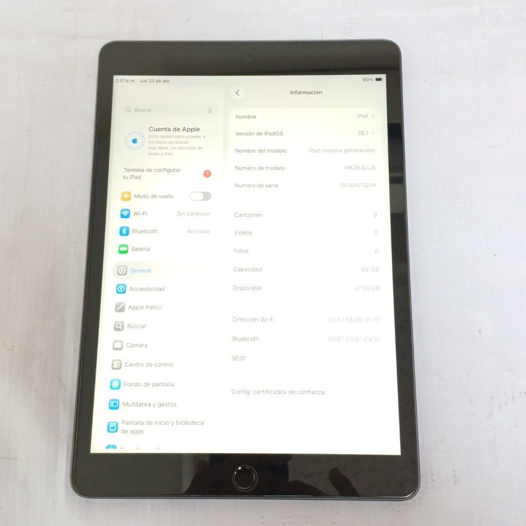 TABLETA APPLE IPAD 9 A2602 64 GB 3 GB RAM (SEMINUEVO)
