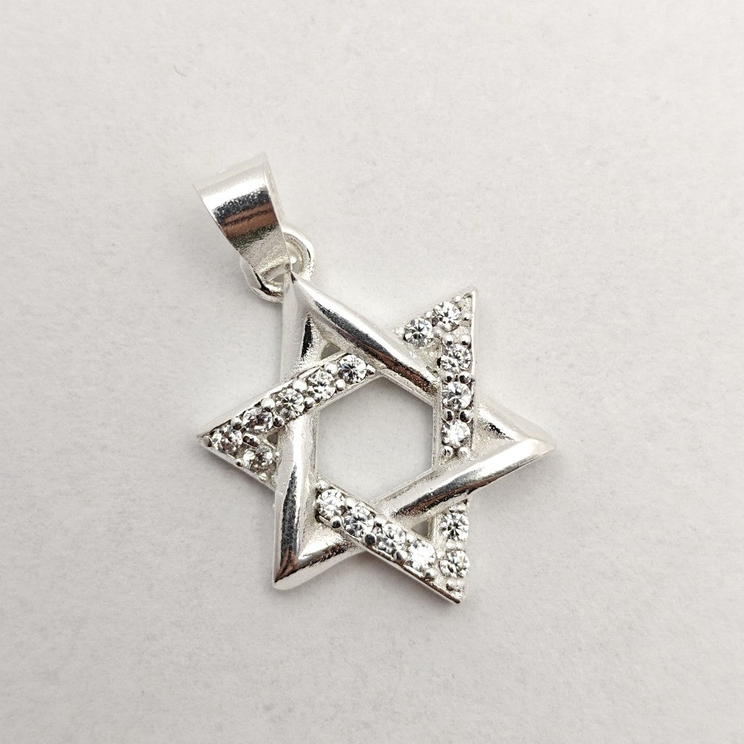 DIJE ESTRELLA DE DAVID C/CIRCONIAS PLATA .925 2.6 GR (NUEVO)
