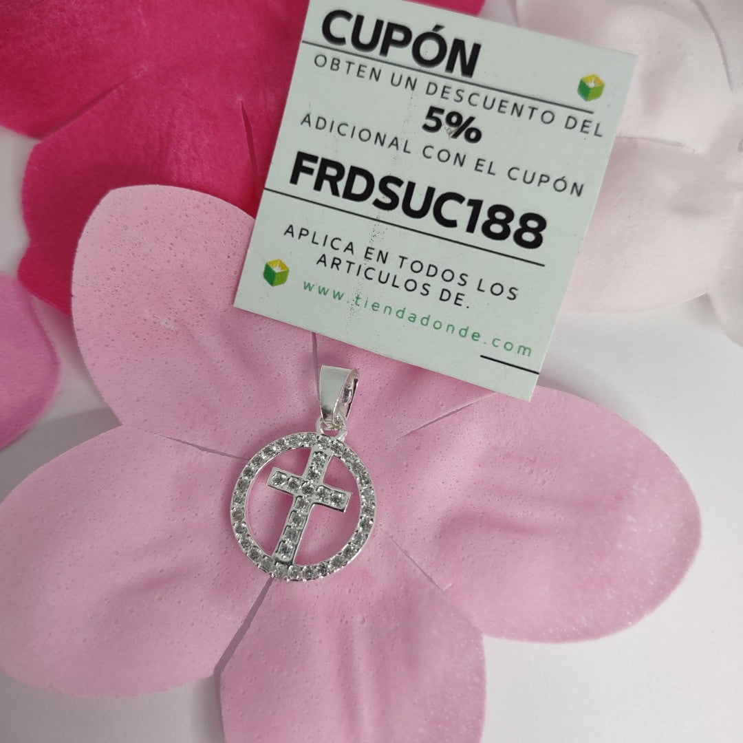 DIJE CRUZ C/CIRCONIAS PLATA .925 2.4 GR (NUEVO)