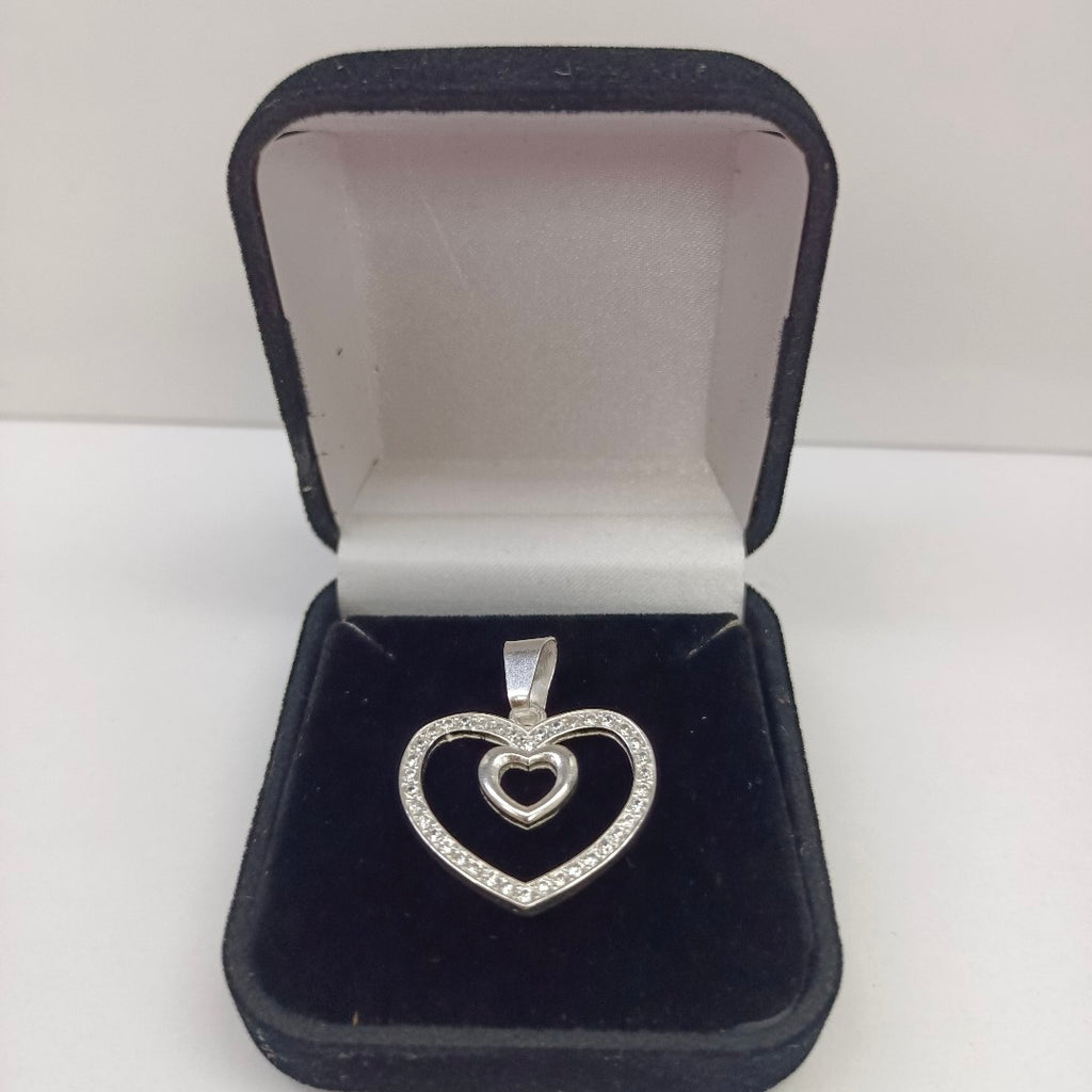 DIJE CORAZON C/CIRCONIAS PLATA .925 2.7 GR (NUEVO)