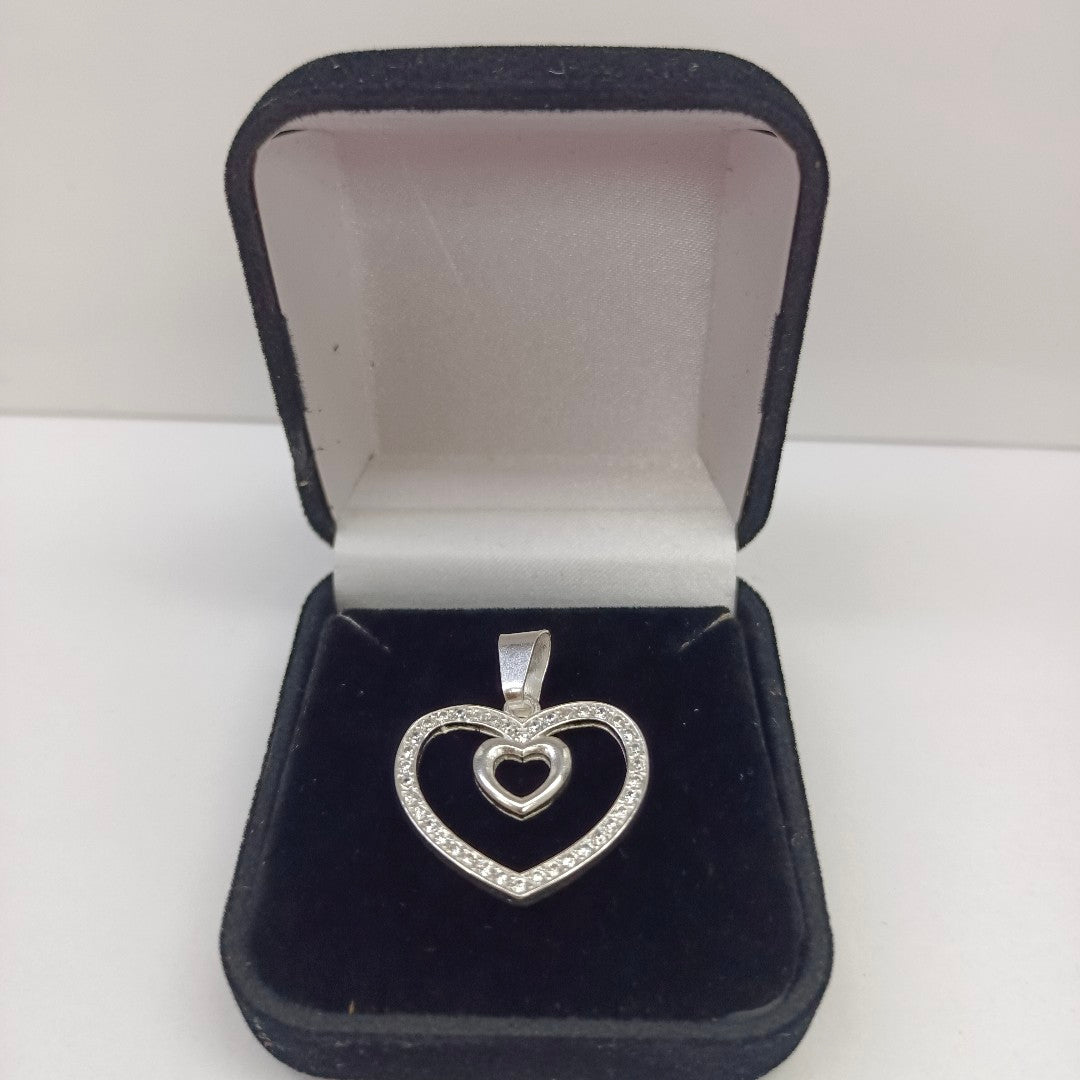 DIJE CORAZON C/CIRCONIAS PLATA .925 2.7 GR (NUEVO)