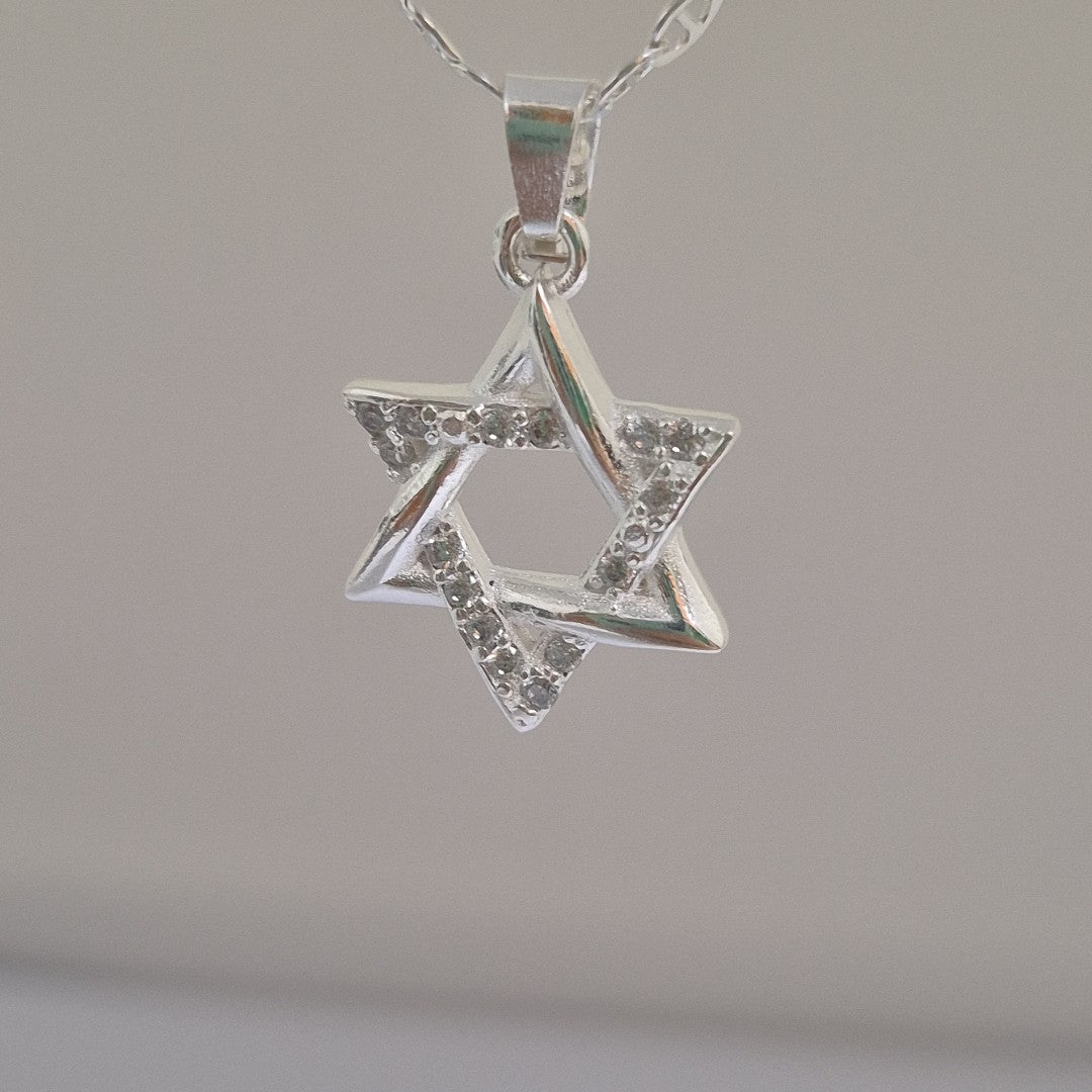 DIJE ESTRELLA DE DAVID C/CIRCONIAS PLATA .925 2.7 GR (NUEVO)