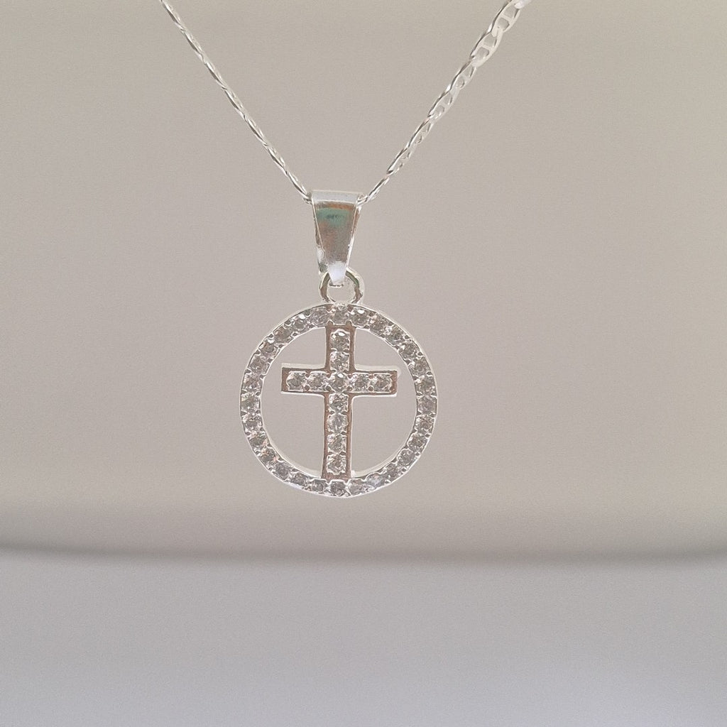 DIJE CRUZ C/CIRCONIAS PLATA .925 2.4 GR (NUEVO)