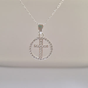 DIJE CRUZ C/CIRCONIAS PLATA .925 2.4 GR (NUEVO)