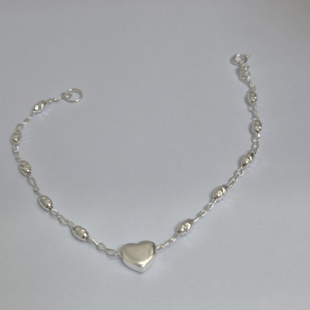 PULSERA TEJIDO CORAZON PLATA .925 18 CM 3.3 GR (NUEVO)