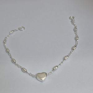 PULSERA TEJIDO CORAZON PLATA .925 18 CM 3.3 GR (NUEVO)