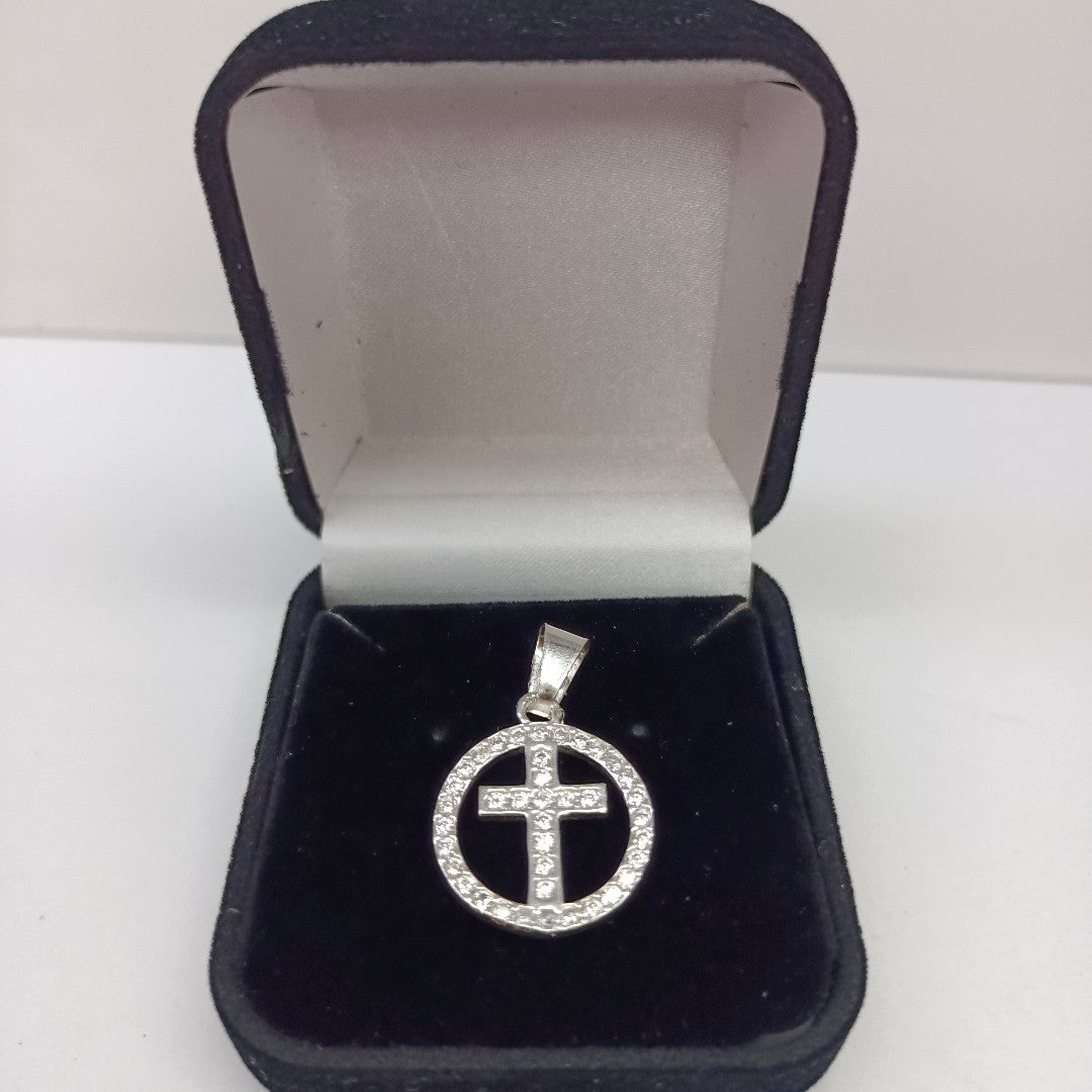DIJE CRUZ C/CIRCONIAS PLATA .925 2.4 GR (NUEVO)