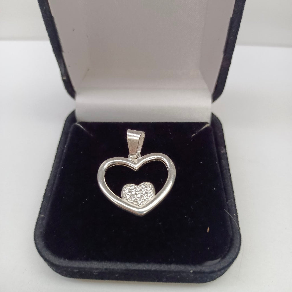 DIJE CORAZON C/CIRCONIAS PLATA .925 2.5 GR (NUEVO)