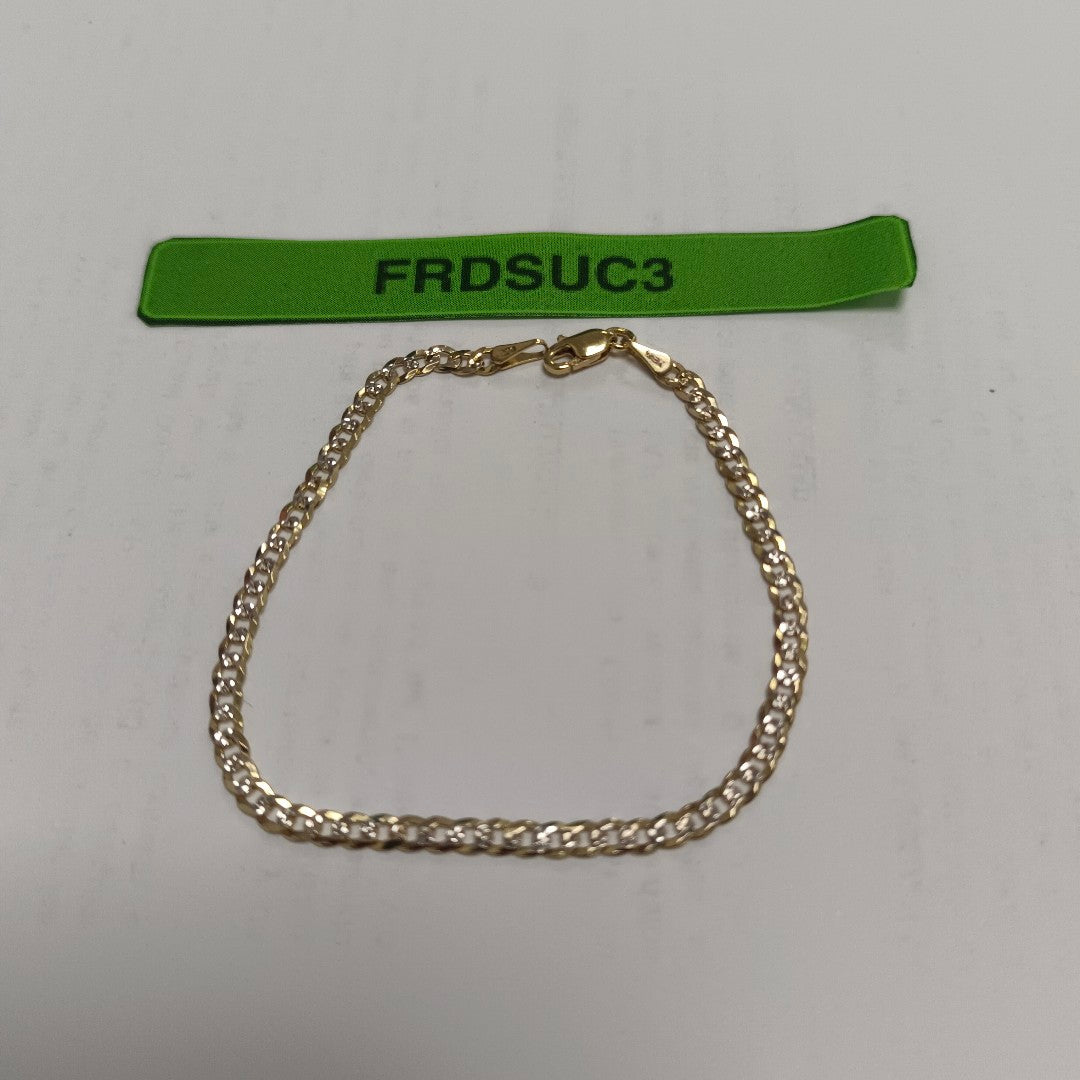 PULSERAS TEJIDO BARBADA DIAMANTADA ORO 14K 18 CM 3.1 GR (NUEVO)